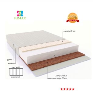 RIMAX Premium Class, 140x200x20 см, чехол вискоза, жаккард